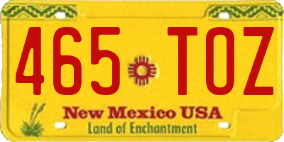 NM license plate 465TOZ