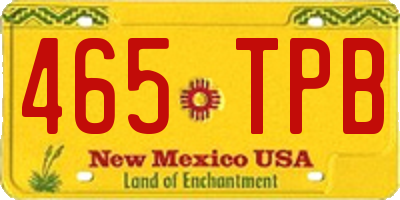 NM license plate 465TPB