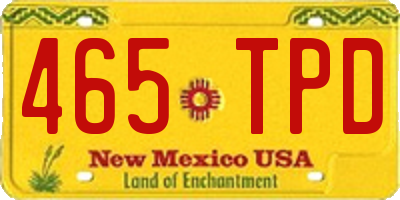 NM license plate 465TPD