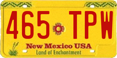 NM license plate 465TPW