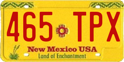NM license plate 465TPX