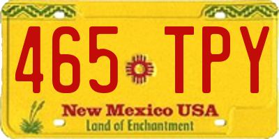 NM license plate 465TPY