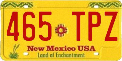 NM license plate 465TPZ