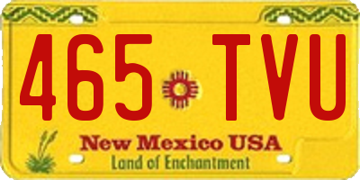 NM license plate 465TVU