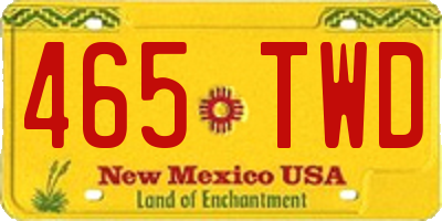 NM license plate 465TWD