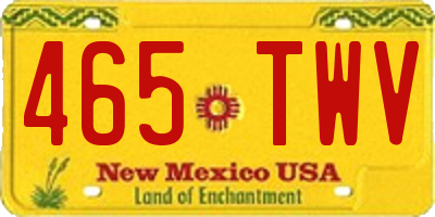 NM license plate 465TWV