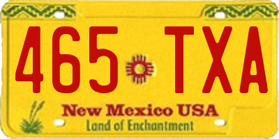 NM license plate 465TXA