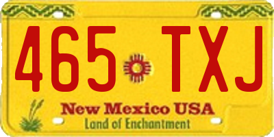 NM license plate 465TXJ
