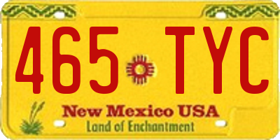 NM license plate 465TYC
