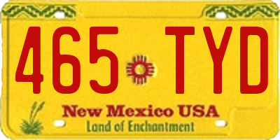NM license plate 465TYD