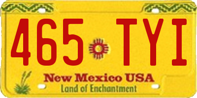 NM license plate 465TYI