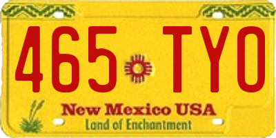 NM license plate 465TYO