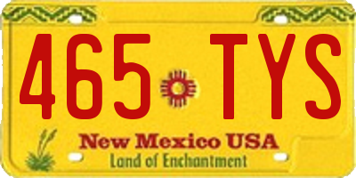 NM license plate 465TYS