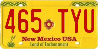 NM license plate 465TYU
