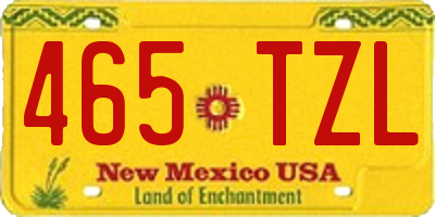 NM license plate 465TZL