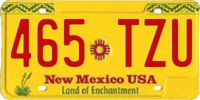 NM license plate 465TZU