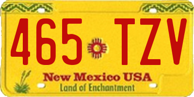 NM license plate 465TZV