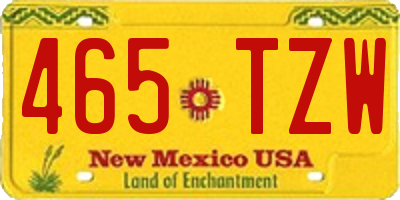 NM license plate 465TZW