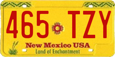 NM license plate 465TZY
