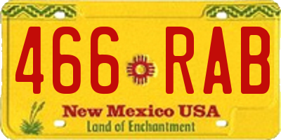 NM license plate 466RAB