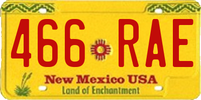 NM license plate 466RAE