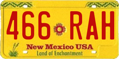 NM license plate 466RAH