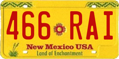 NM license plate 466RAI