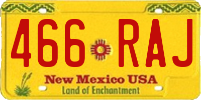 NM license plate 466RAJ