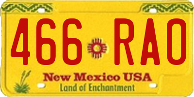 NM license plate 466RAO