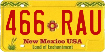 NM license plate 466RAU