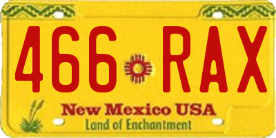 NM license plate 466RAX