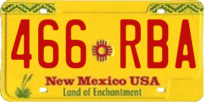 NM license plate 466RBA