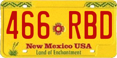 NM license plate 466RBD