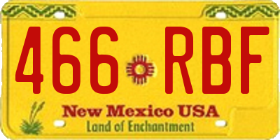 NM license plate 466RBF