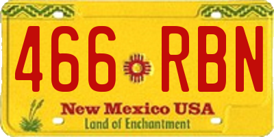 NM license plate 466RBN