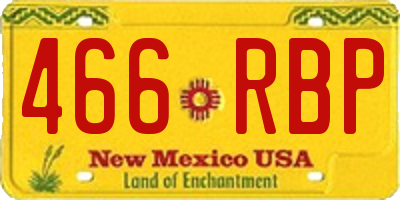 NM license plate 466RBP