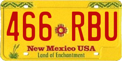 NM license plate 466RBU