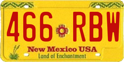NM license plate 466RBW