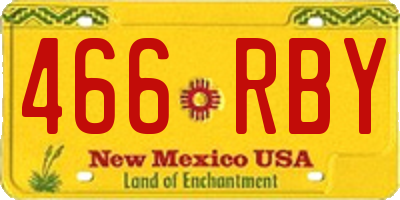 NM license plate 466RBY