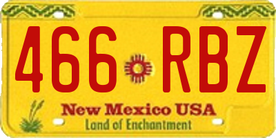 NM license plate 466RBZ