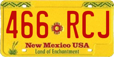 NM license plate 466RCJ