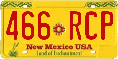 NM license plate 466RCP