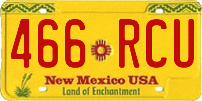 NM license plate 466RCU