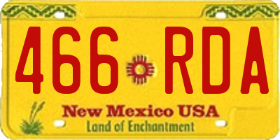 NM license plate 466RDA