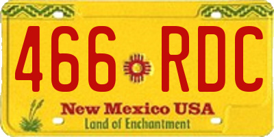 NM license plate 466RDC