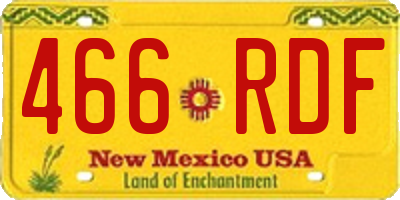 NM license plate 466RDF