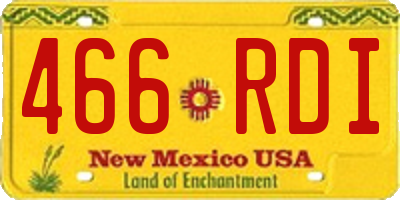 NM license plate 466RDI