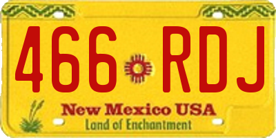 NM license plate 466RDJ