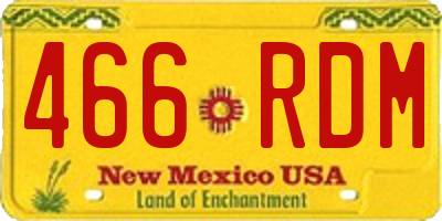 NM license plate 466RDM