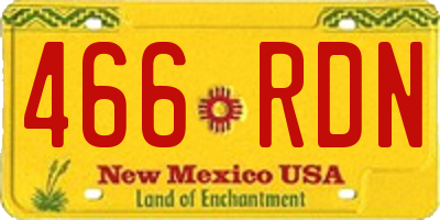 NM license plate 466RDN